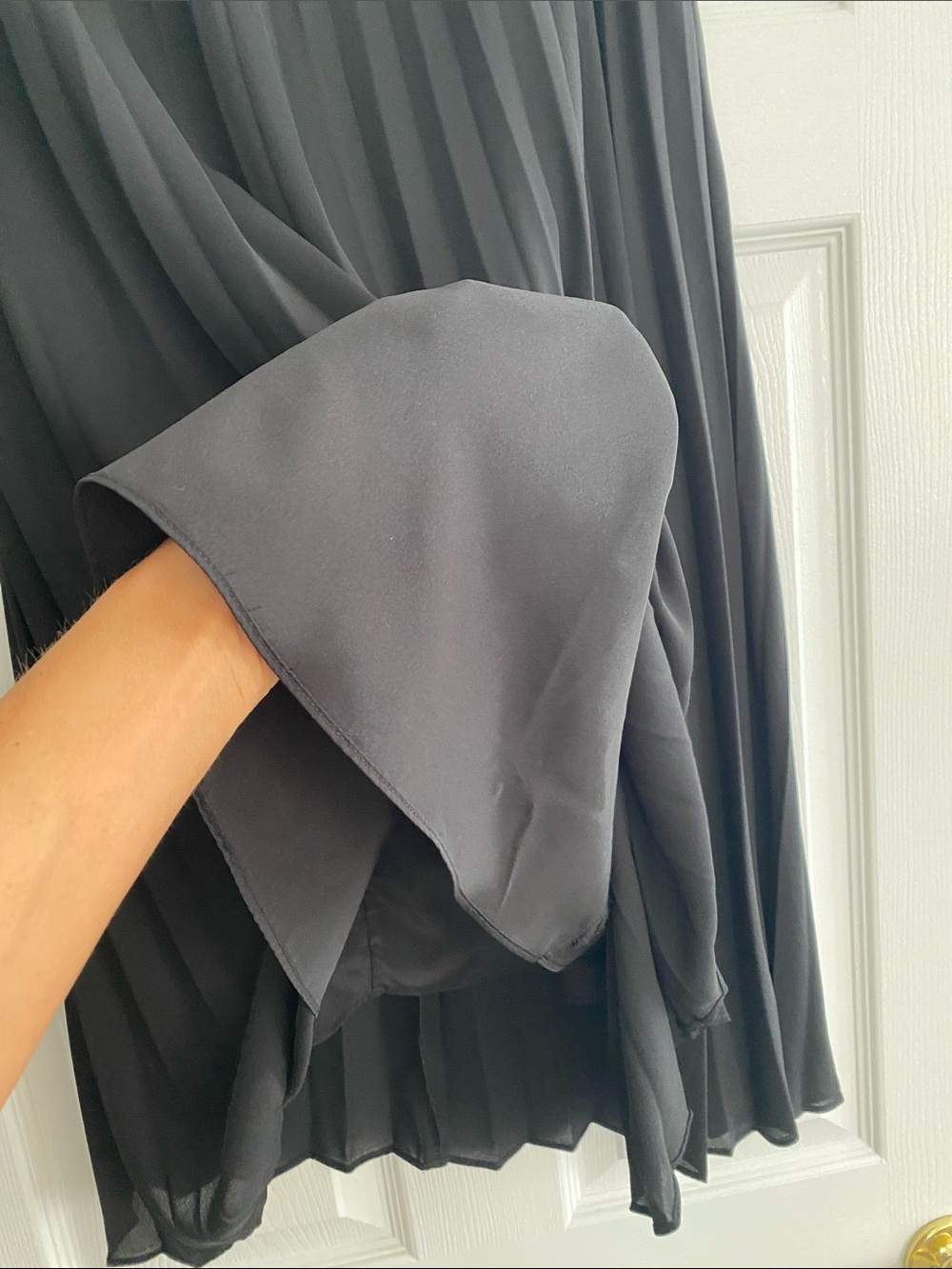 J. Crew Black Pleated Midi Skirt Size 4 - Picture 3 of 8
